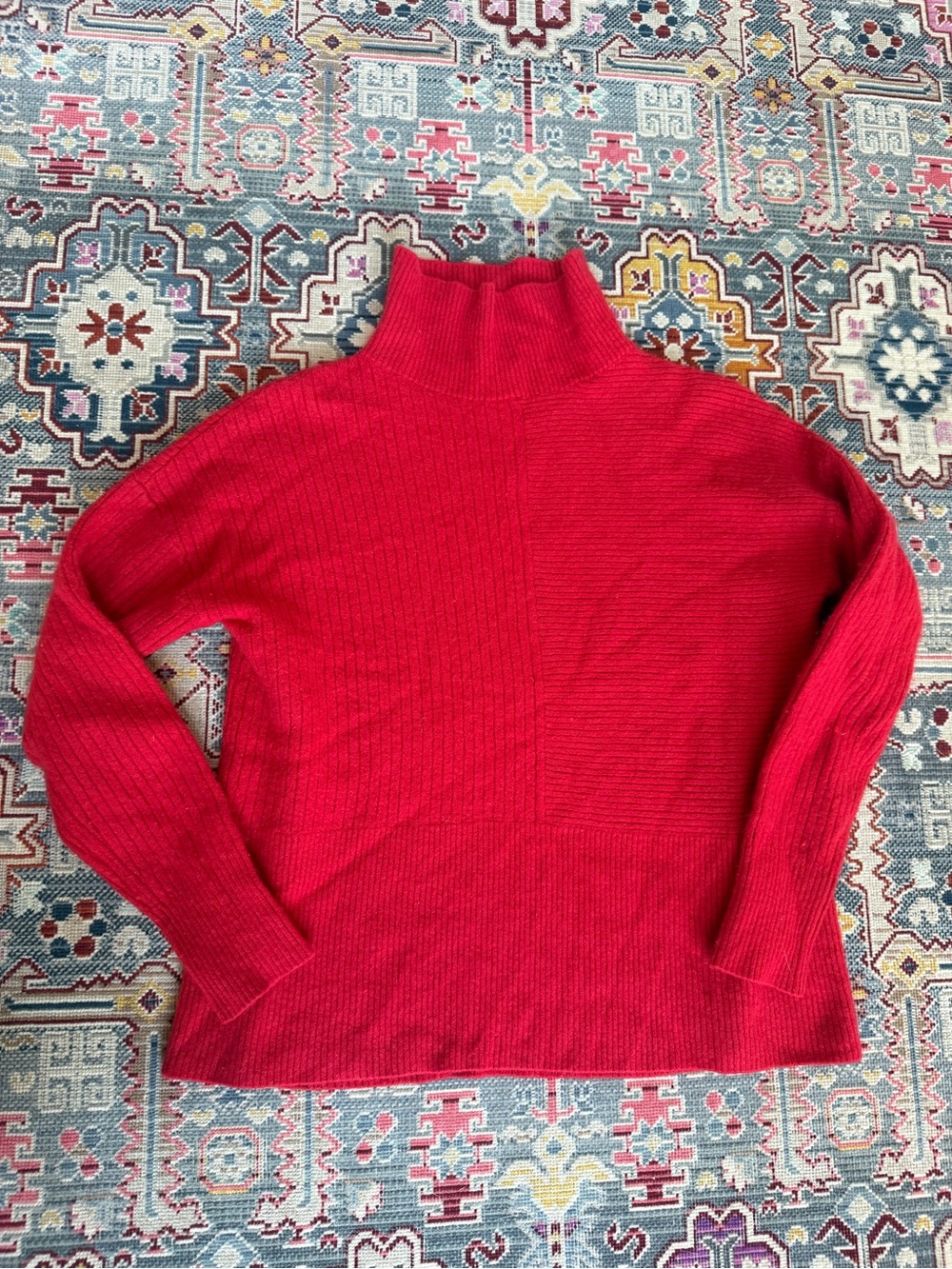 summersalt cashmere merino wool Red Ribbed Turtleneck Sweater